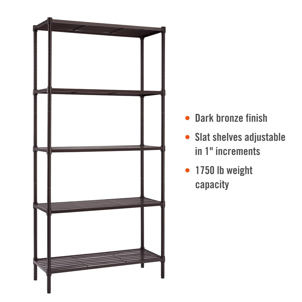 TRINITY Slat Style 5-Tier Adjustable Shelving Metal Standing Shelf for - Diamond Home USA