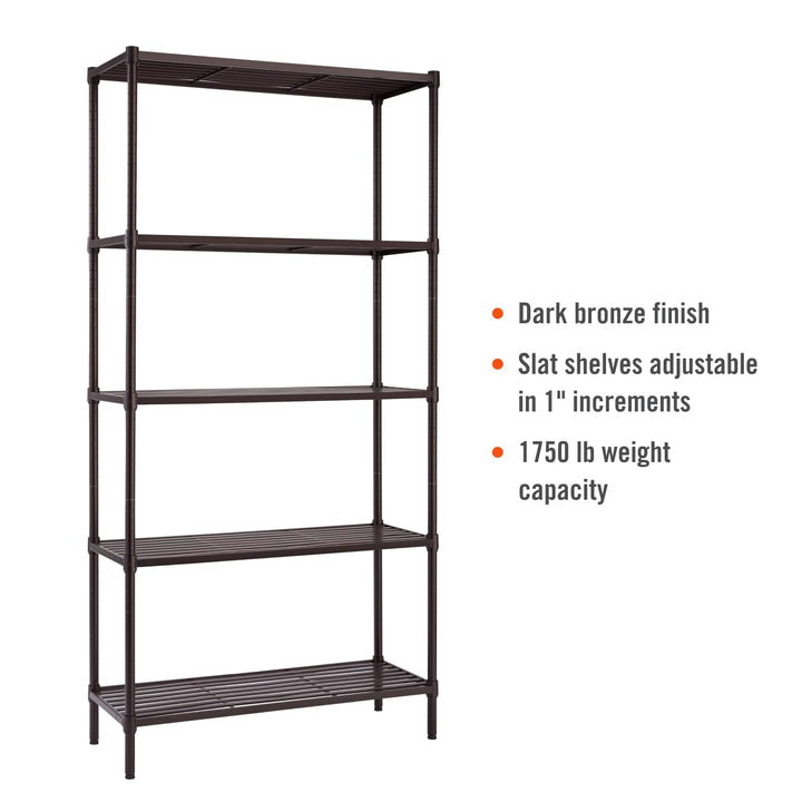 TRINITY Slat Style 5-Tier Adjustable Shelving Metal Standing Shelf for - Diamond Home USA