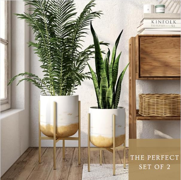 aspire home accents Paloma White and Beige Modern Indoor Planters Terracotta - Diamond Home USA