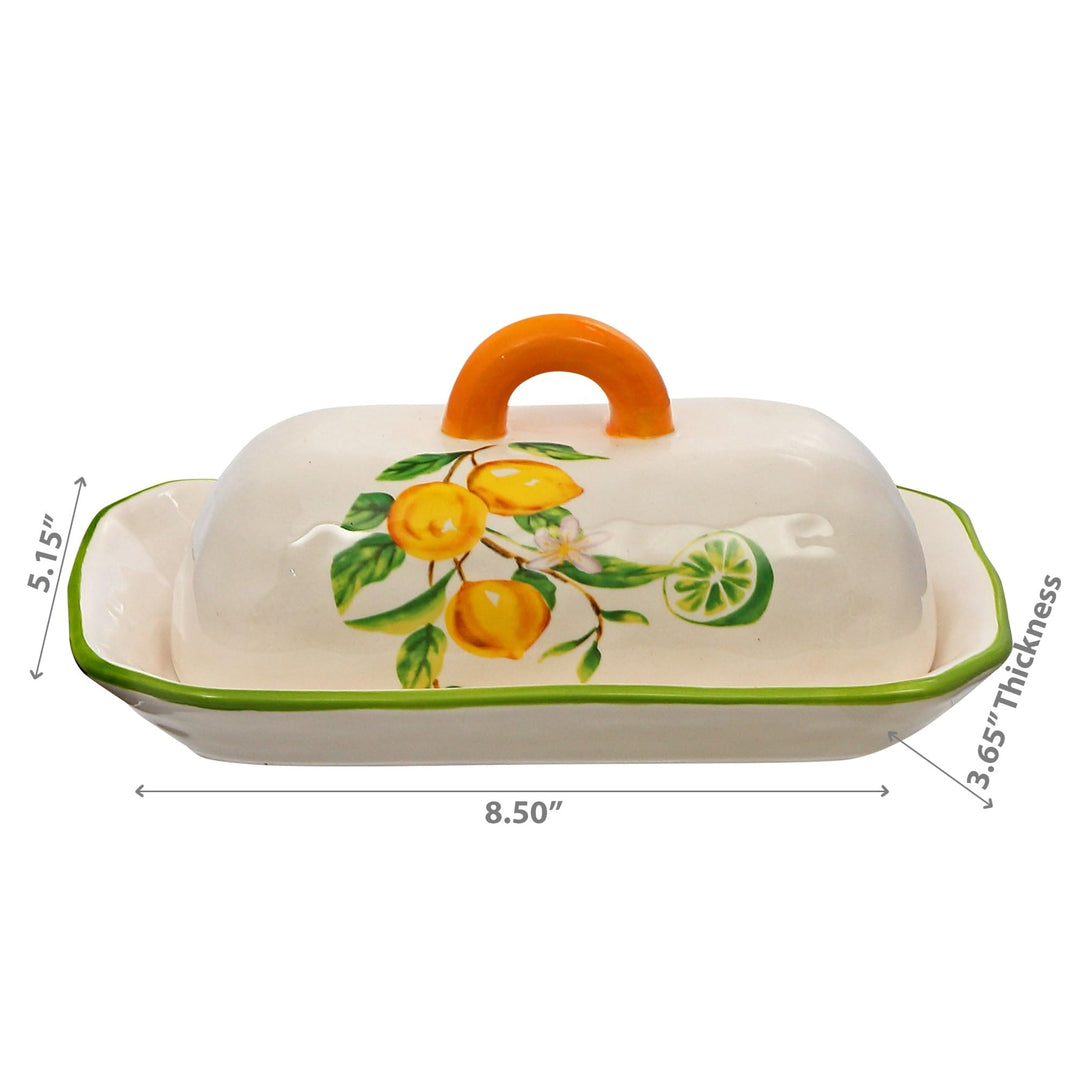 Ceramic Lemon Butter Dish with Lid Multi Color Rectangle - Diamond Home USA