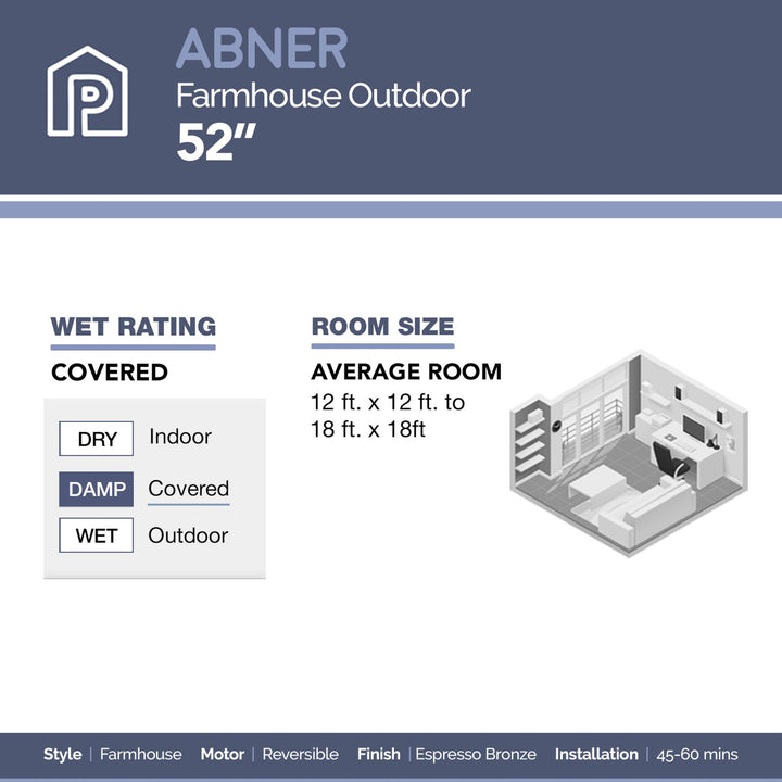 Prominence Home Abner 52 Inch Modern Farmhouse Indoor Outdoor LED Ceiling Fan - Diamond Home USA