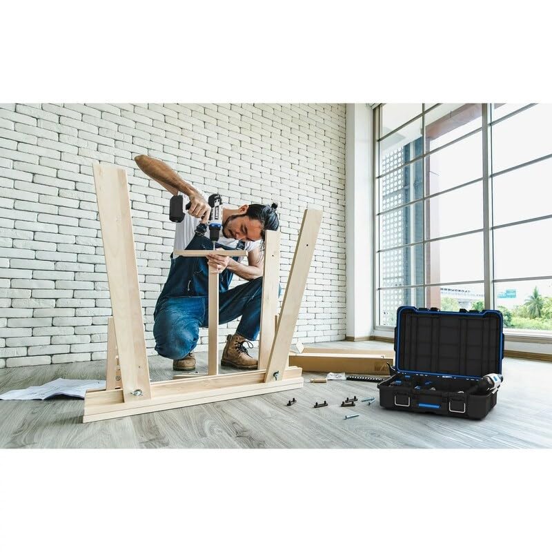 Stack System Tool Box With Small Blue Organizer Dividers Black - Diamond Home USA