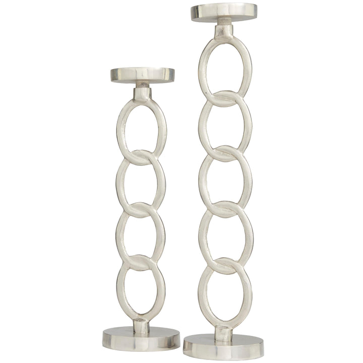 Silver Geometric Candle Holder (Set of 2) - Diamond Home USA