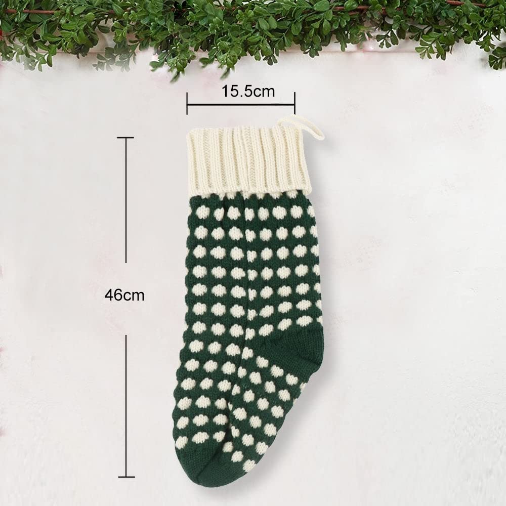 18 Inch Knit Christmas Stockings Green Cotton Polyester - Diamond Home USA