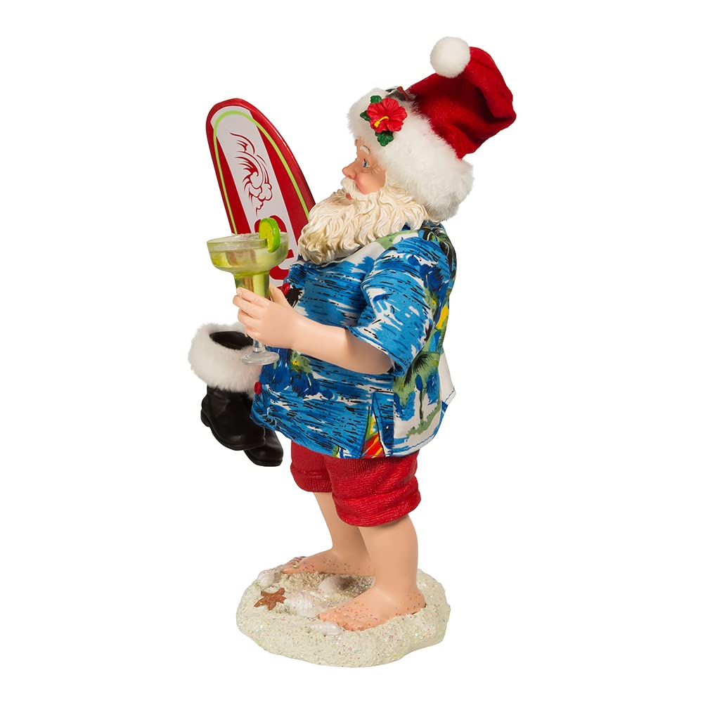 Kurt S. Adler 11-Inch Fabriché Santa with Surfboard and Drink - Diamond Home USA