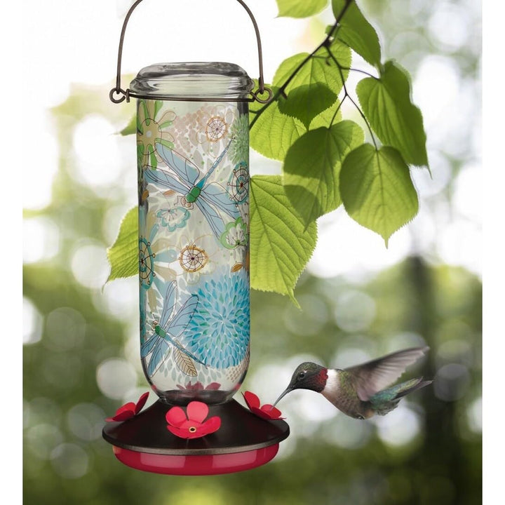 Hummingbird Feeder Dragonfly Multi Color Glass - Diamond Home USA