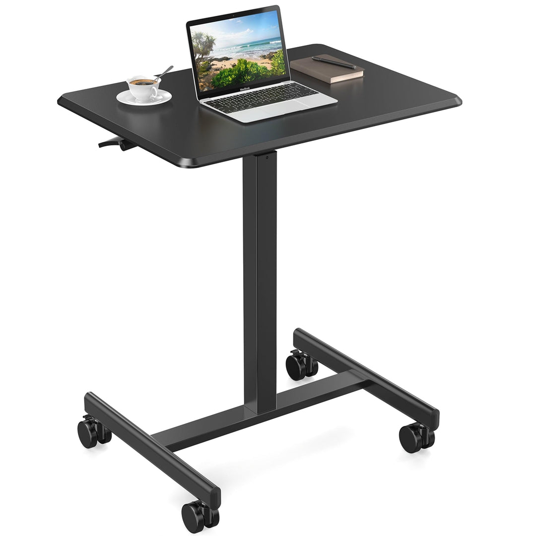 Small Mobile Rolling Standing Desk Black Modern Contemporary Metal