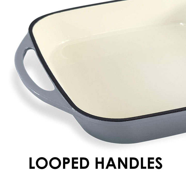 ChefVentions 10" Square Cast Iron Baker Heavy Duty Enameled Interior and - Diamond Home USA