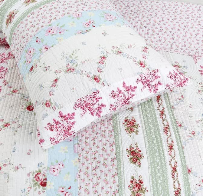 3 Piece Quilt Set Shabby Patchwork Vintage Chic