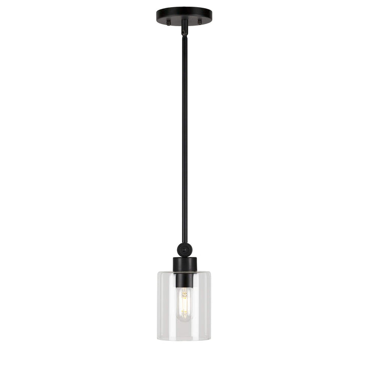 1-Light Black with Clear Glass Modern Contemporary Metal