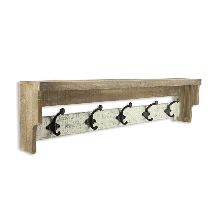 Multicolored Wood Farmstyle at Rack With Shelf W: 31.5" X D: 8" H: 5" Multi - Diamond Home USA