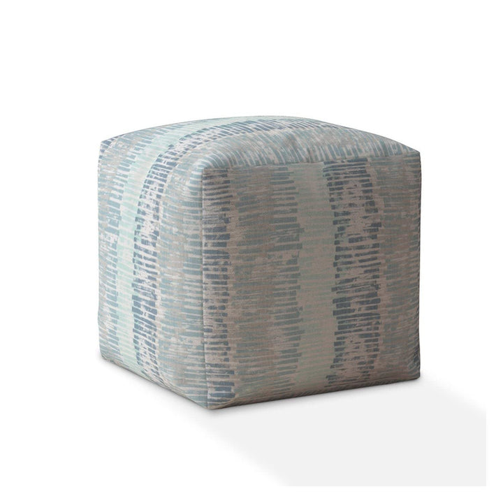 Indoor Scribble Square Zipper Pouf Cover Only 17" X Blue Nature Modern