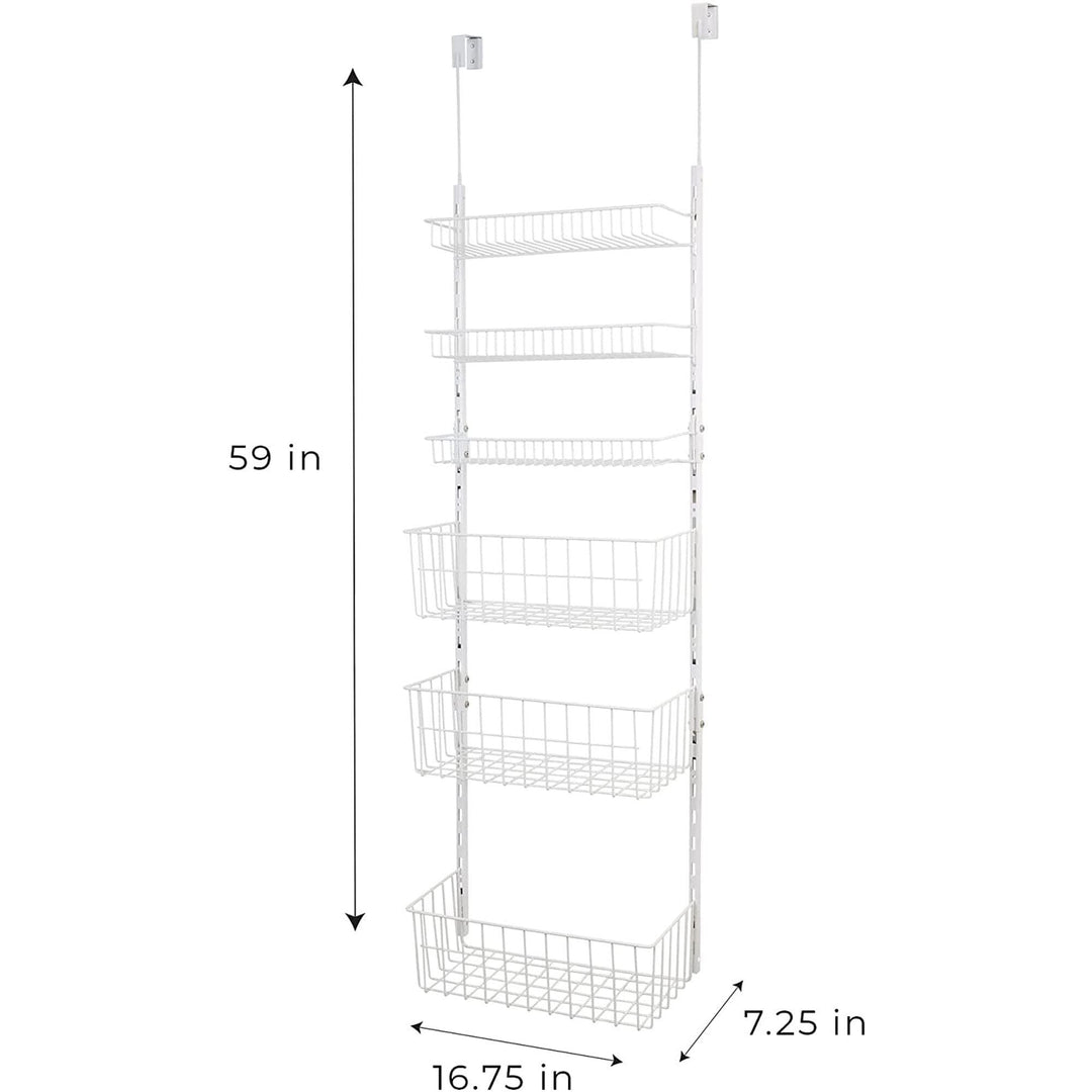 Over The Door Pantry Organizer Rack With 6 Adjustable Steel Shelves White - Diamond Home USA