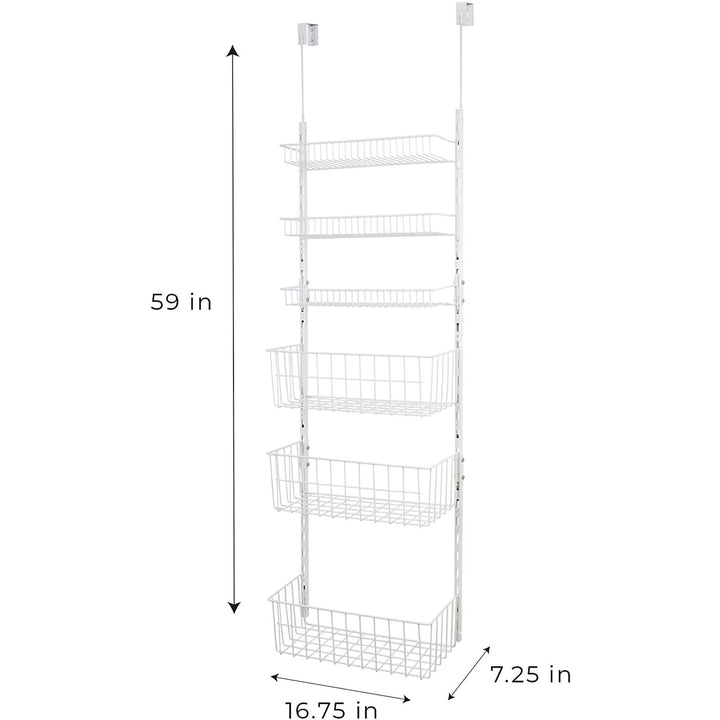 Over The Door Pantry Organizer Rack With 6 Adjustable Steel Shelves White - Diamond Home USA