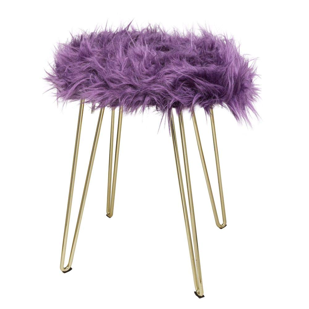 GIA Home Furniture Series Accent Metal Vanity Stool with Faux Fur Seat Purple - Diamond Home USA