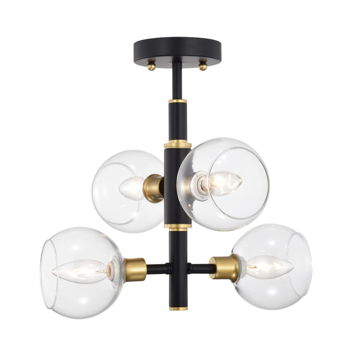 Warehouse of Tiffany 2033/4BG Silvia 15 in. 4-Light Indoor Matte Black and - Diamond Home USA