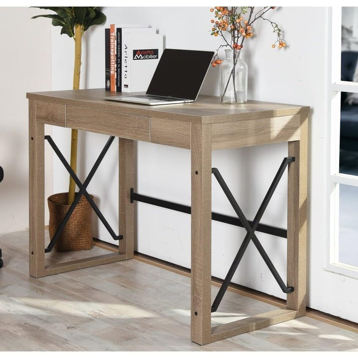 44.1'' Farmhouse Writing Desk with Drawer Brown Industrial Traditional - Diamond Home USA
