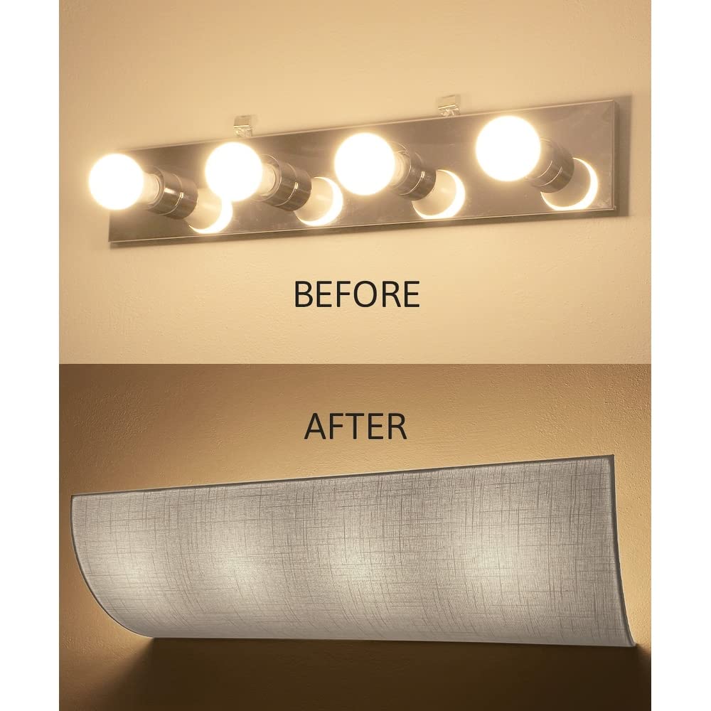 Vanity Light Cover Conversion Kit 32" w White Textured Fabric Shade DIY Upgrades - Diamond Home USA