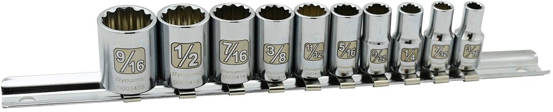 Dynamic Tools D004007 1/4" Drive 12 Point Standard SAE Socket Set (10 Piece) 3/1 - Diamond Home USA