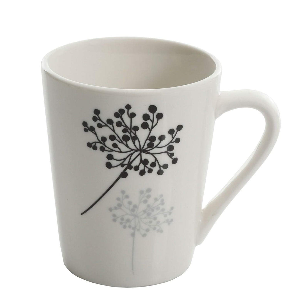 Floral Touch 12 Piece Dinnerware Set White Casual Round Stoneware Microwave Safe - Diamond Home USA