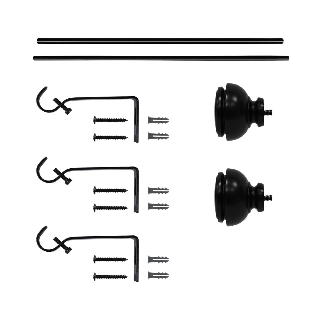 Adjustable Single Curtain Rod 48" To 84"-black Black Metal Powder Coated Length - Diamond Home USA