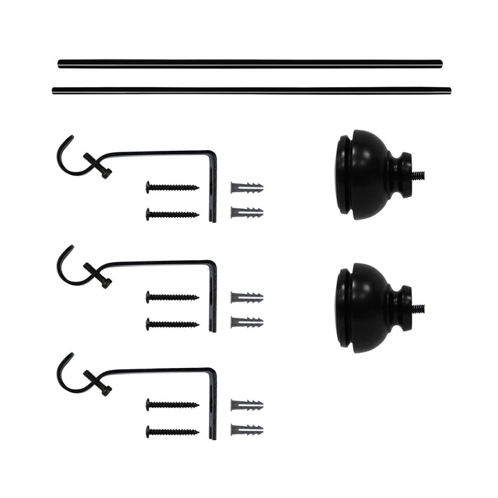 Adjustable Single Curtain Rod 48" To 84"-black Black Metal Powder Coated Length - Diamond Home USA