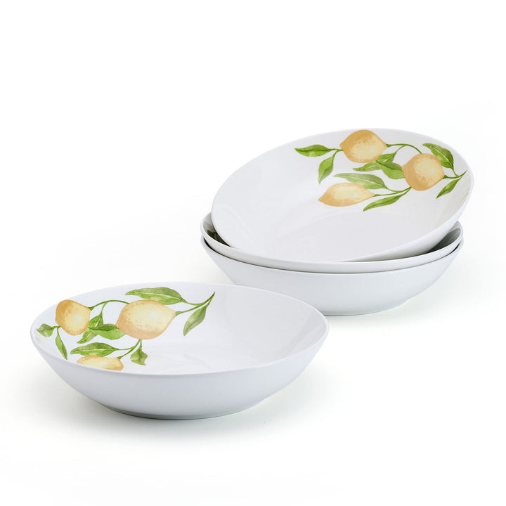 Countryside Lemons Bowl Set 4 Piece Multi Color Fruit Casual Round Porcelain