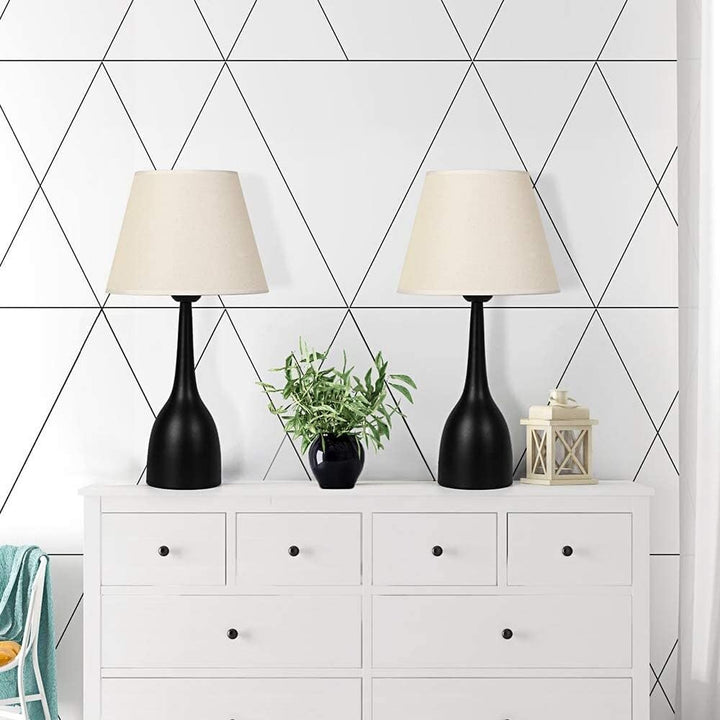 Modern Accent Table Lamps 18 Inch High Bedside Lamp 2pcs Beige - Diamond Home USA