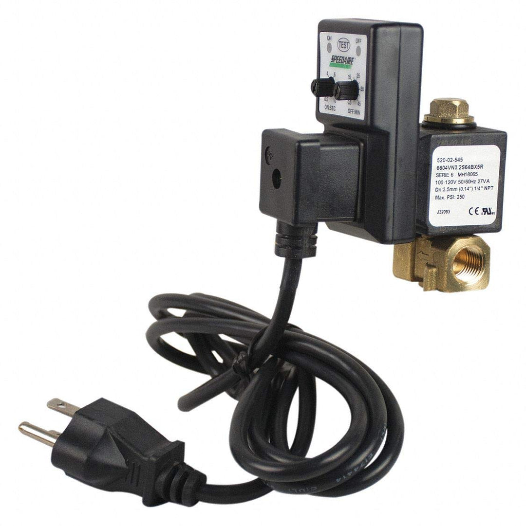 Speedaire 1-45/64 x 3-13/64 x 3-13/16 100-120 Brass Timed Electric Auto Drain