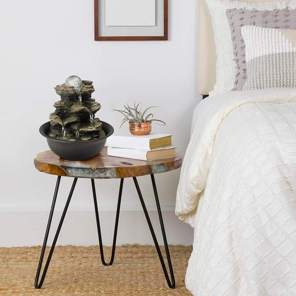 Spinning Orb Rock Cascading Tabletop Fountain Indoor Waterfall Feature Grey - Diamond Home USA