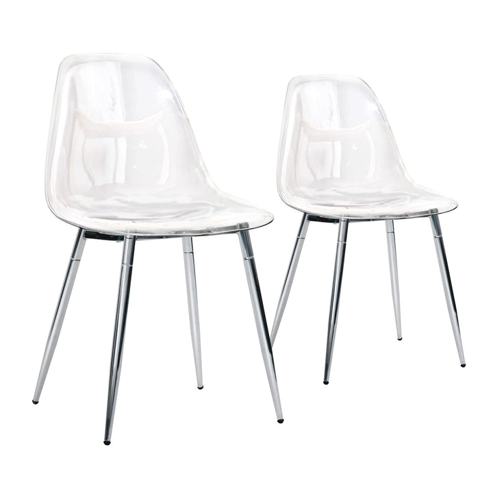 CangLong Kitchen Modern Dining Desk Side Chair with Metal Legs Set of 2 Clear - Diamond Home USA