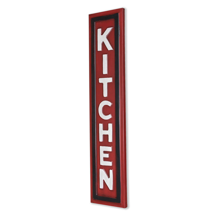 Red Metal Kitchen Wall Sign Modern Contemporary Natural Finish Handmade - Diamond Home USA