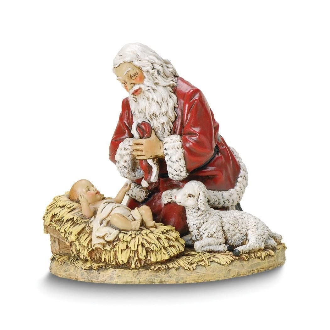 8.75in Kneeling Santa Stone Resin Figurine