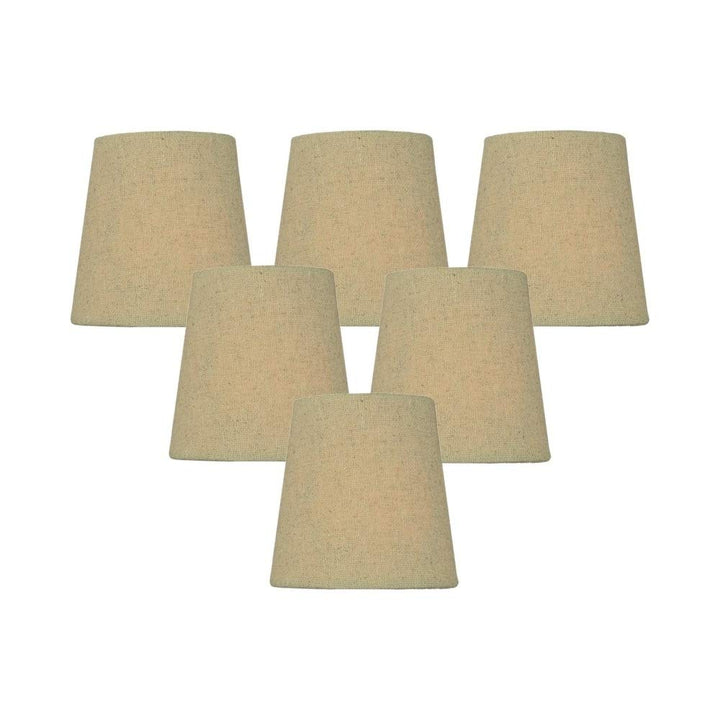 Set Of 6 Chandelier Sand Linen Clip-on Lampshade 3x4x4 Brown Modern Contemporary
