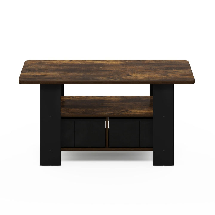 Coffee Table with Bin Drawer Brown Modern Contemporary Rectangular Wood Includes - Diamond Home USA