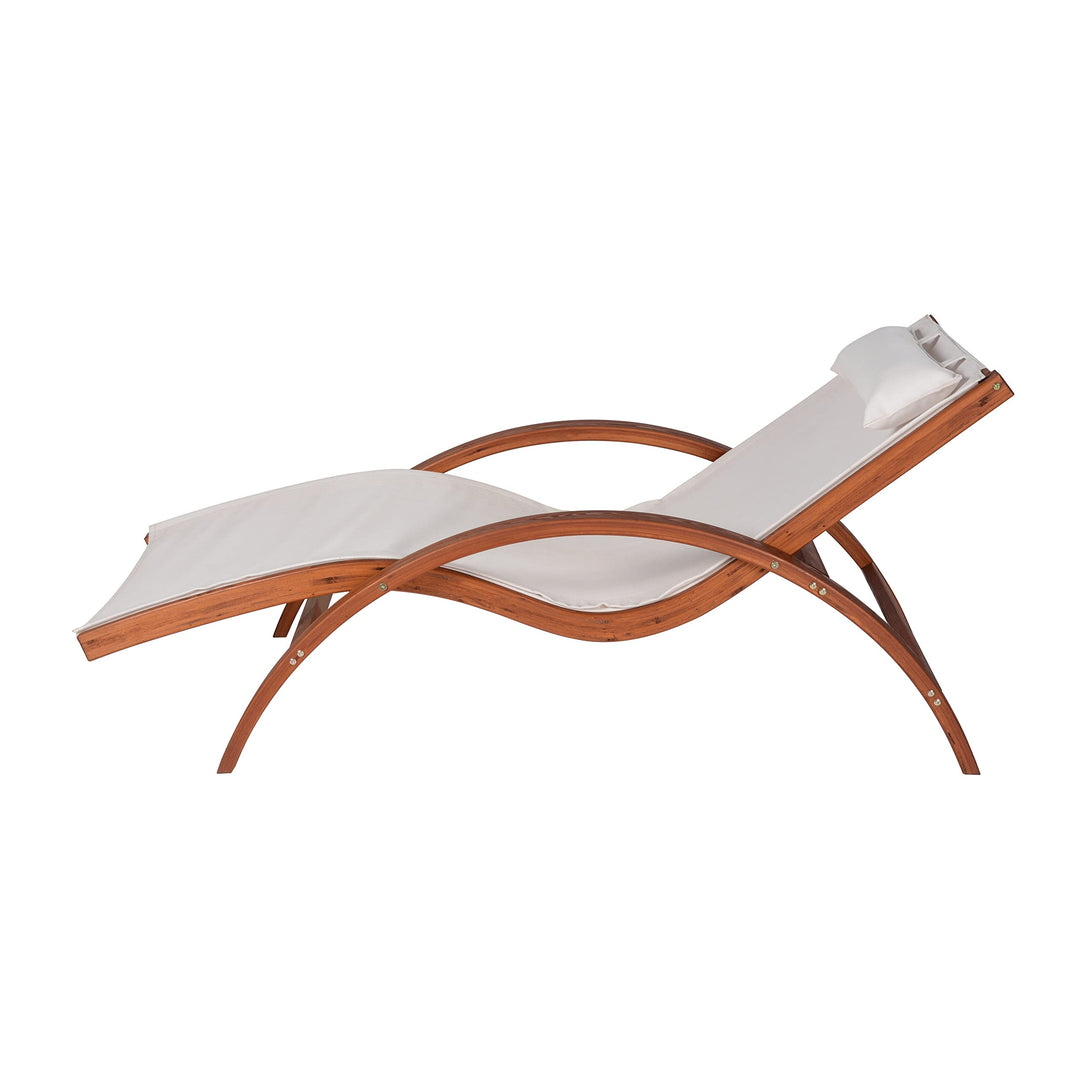 Breeze Luxury Lounger with Wood Frame Champagne Beige Solid Modern - Diamond Home USA