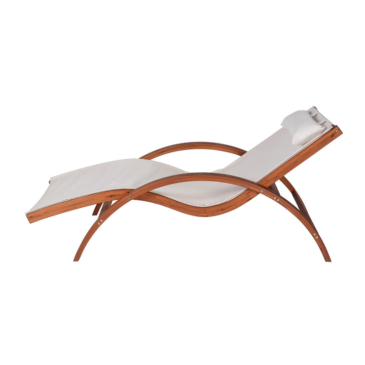 Breeze Luxury Lounger with Wood Frame Champagne Beige Solid Modern - Diamond Home USA