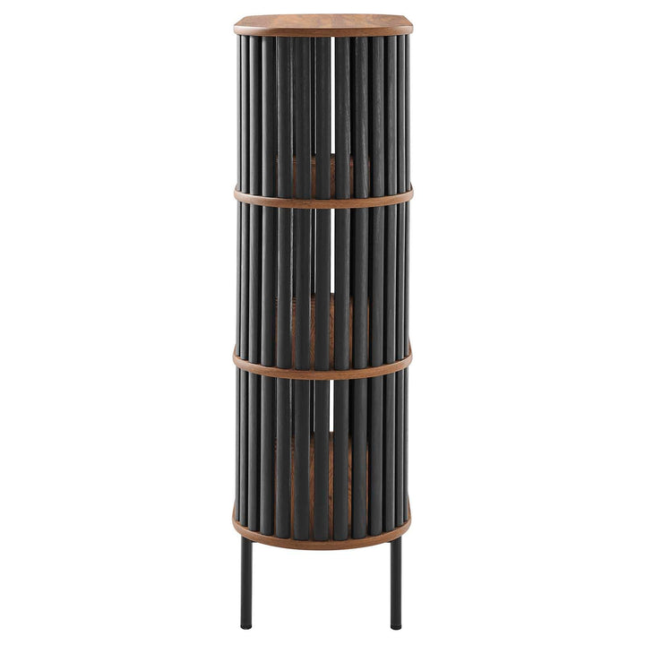 Modway EEI-6524-WAL-BLK Fortitude Three Tier Display Cabinet Walnut Black - Diamond Home USA