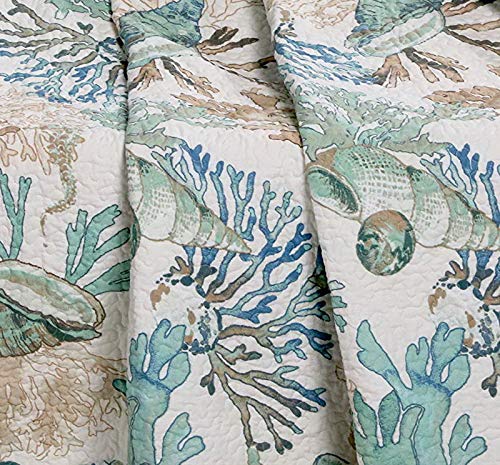 Beach Theme Ocean Coastal Quilt King/Cal King Bedding Set - Nautical Seashell - Diamond Home USA