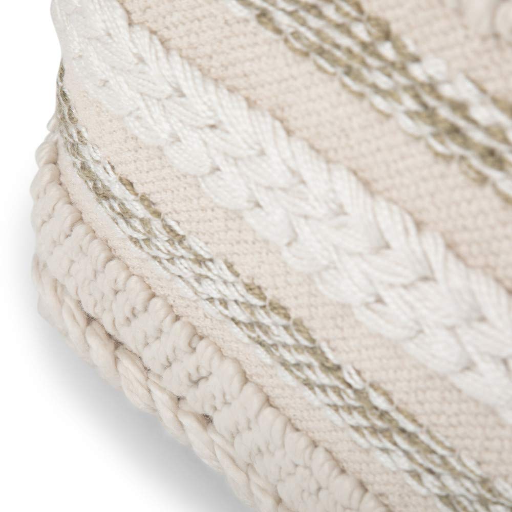 SIMPLIHOME Sommer Square Pouf Footstool Upholstered in Handloom Woven