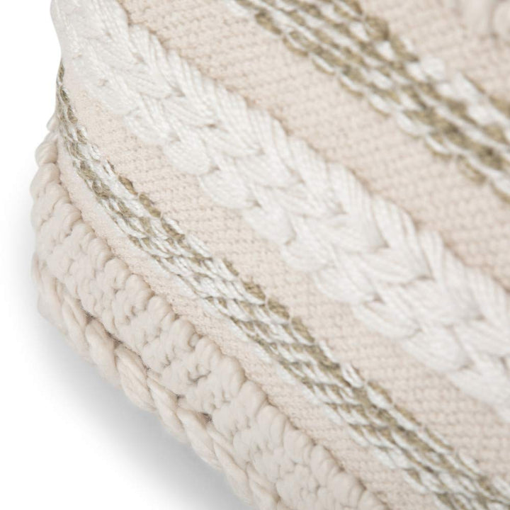 SIMPLIHOME Sommer Square Pouf Footstool Upholstered in Handloom Woven