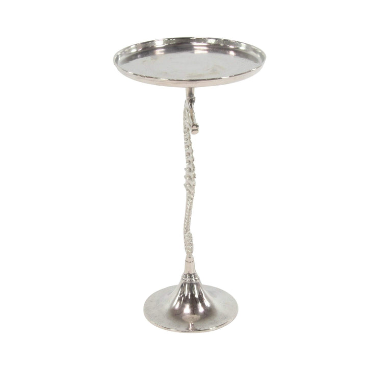 Coastal 29 Inch Round Aluminum Seahorse Accent Table by Silver Modern - Diamond Home USA
