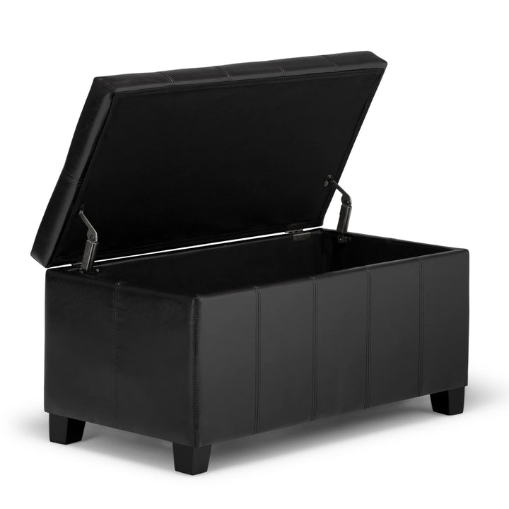 SIMPLIHOME Dover 36 inch Wide Rectangle Lift Top Storage Ottoman Bench in Distressed