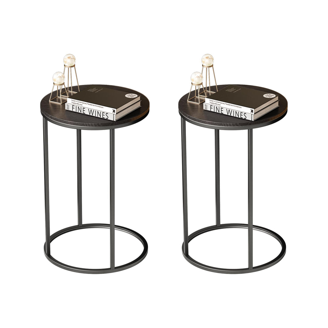 Nathaniel Home 23.5" H C-Shaped Round Sofa Side Elegant Modern-Glam End Snack