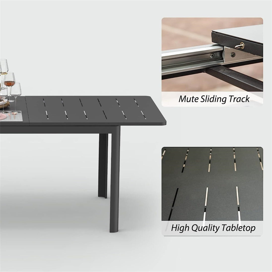 Patio Dining Extendable Table Metal Outdoor for 6-8 Person Rectangular Porch - Diamond Home USA