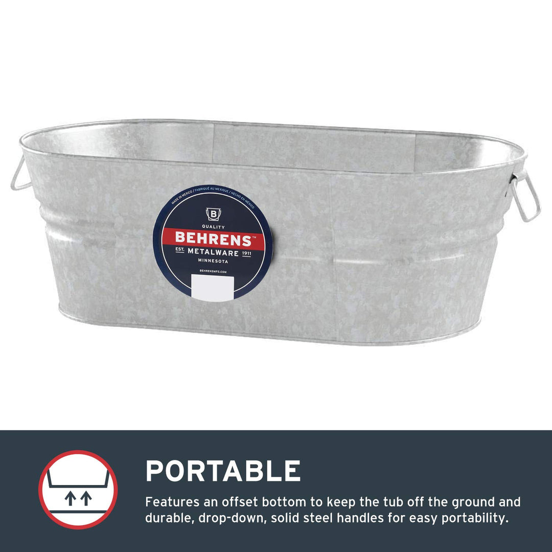 Behrens 2-OV Hot Dipped Galvanized Steel Oval PlanterTub 10-1/2 Gallon Silver - Diamond Home USA