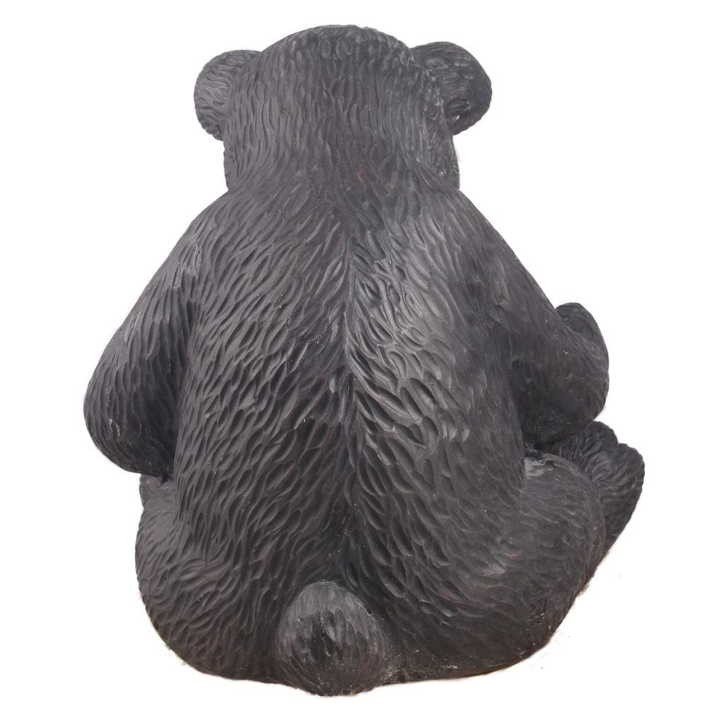 Bear Cub Reading A Book Ultra Realistic Garden Statue Multi Color Polyresin - Diamond Home USA