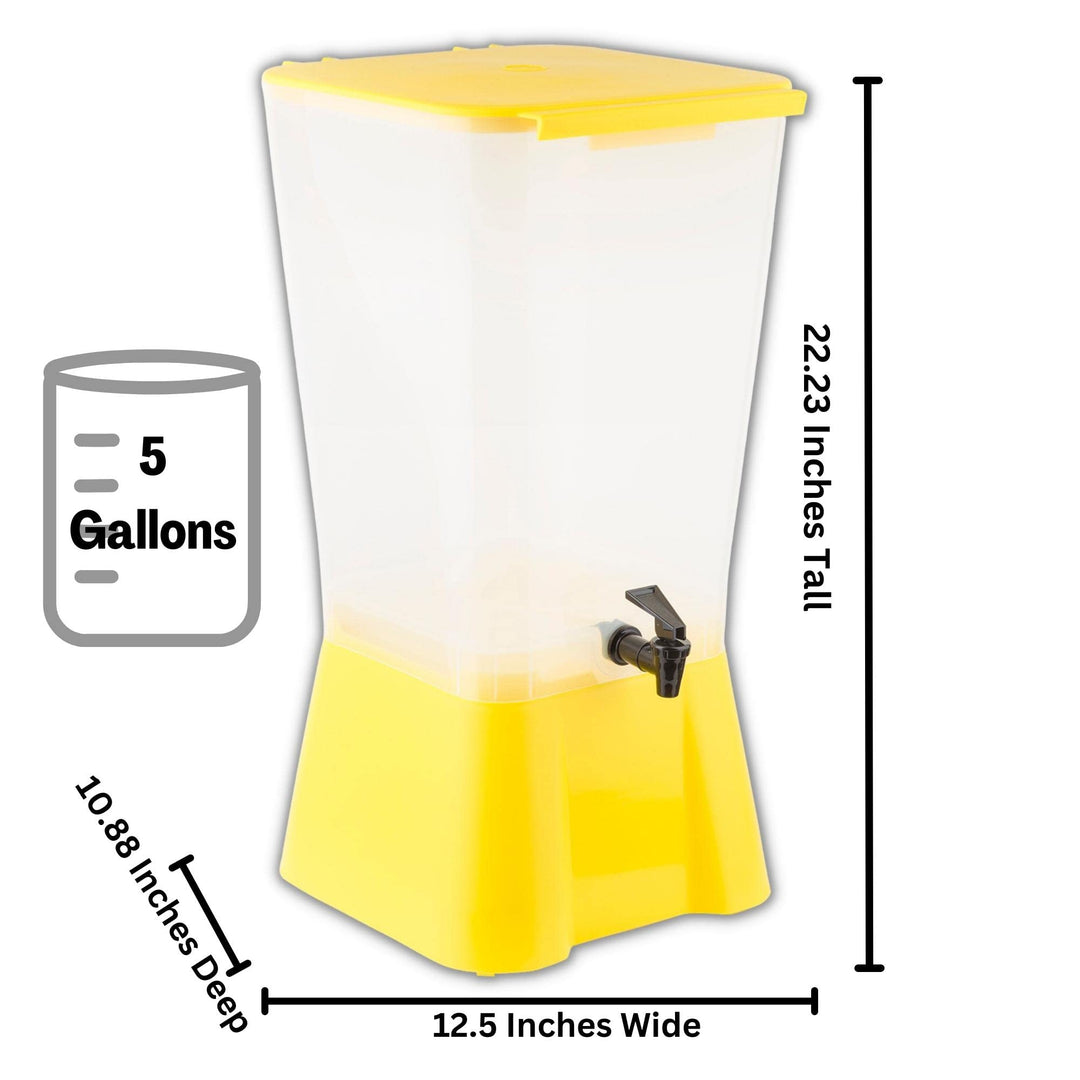 Tablecraft Yellow 5 Gallon Plastic Beverage Dispenser|old Drink Dispenser for - Diamond Home USA