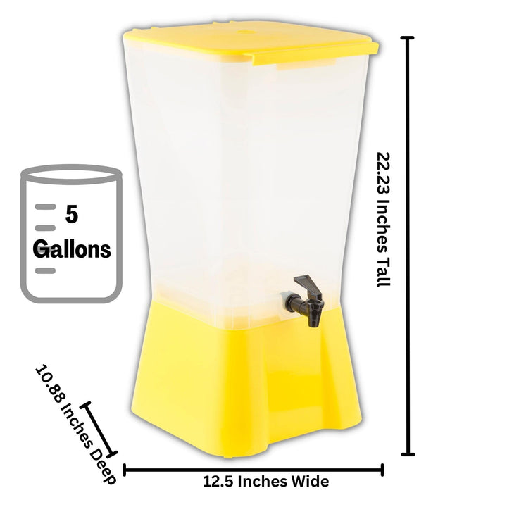 Tablecraft Yellow 5 Gallon Plastic Beverage Dispenser|old Drink Dispenser for - Diamond Home USA