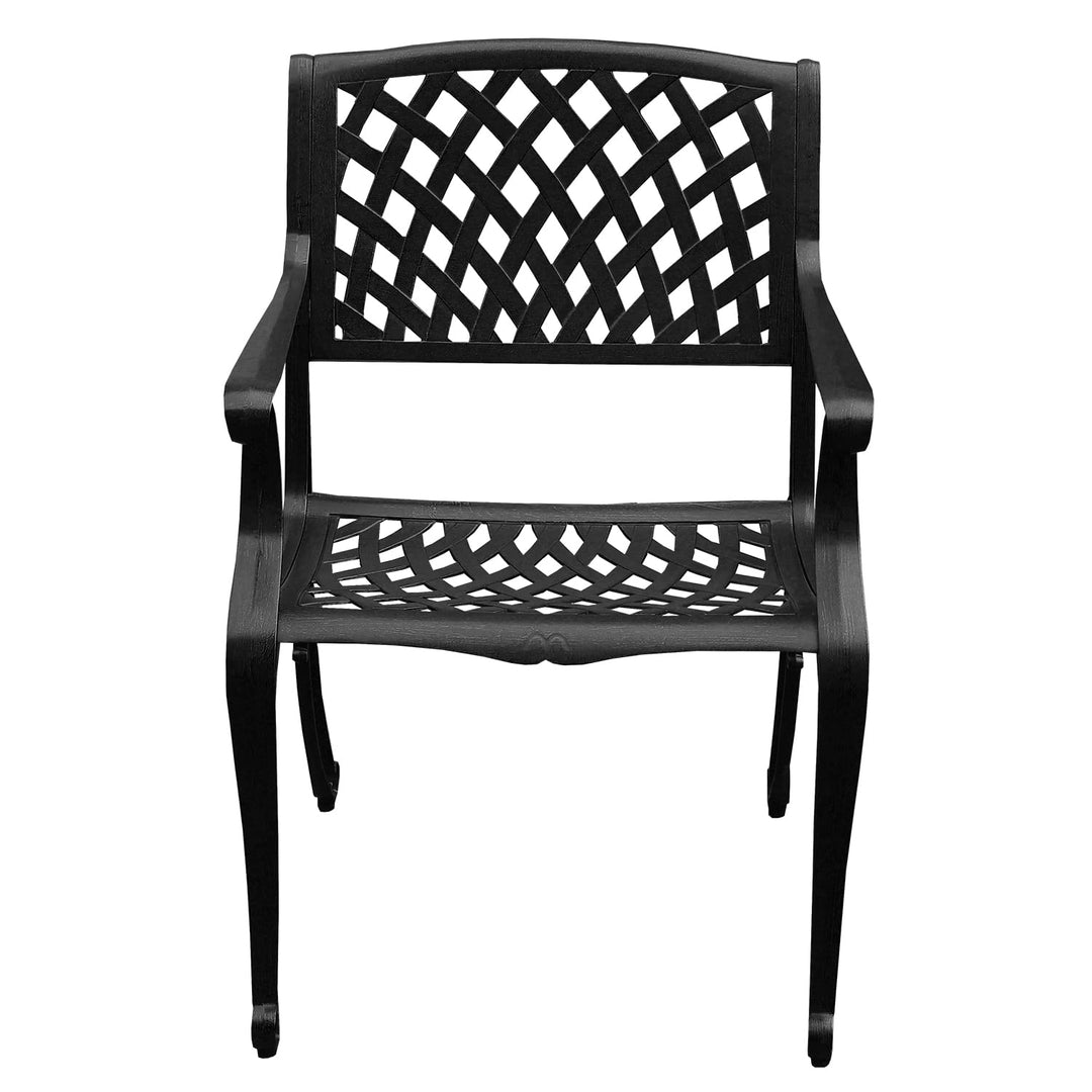 Oakland Living Modern Outdoor Mesh Cast Aluminum Black Patio Dining Chair - Diamond Home USA